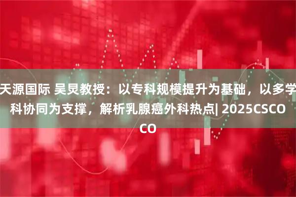 天源国际 吴炅教授：以专科规模提升为基础，以多学科协同为支撑，解析乳腺癌外科热点| 2025CSCO
