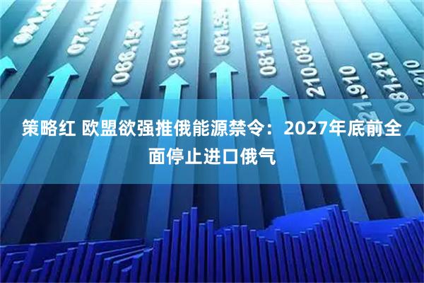 策略红 欧盟欲强推俄能源禁令：2027年底前全面停止进口俄气
