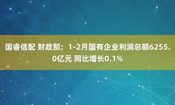 国睿信配 财政部：1-2月国有企业利润总额6255.0亿元 同比增长0.1%