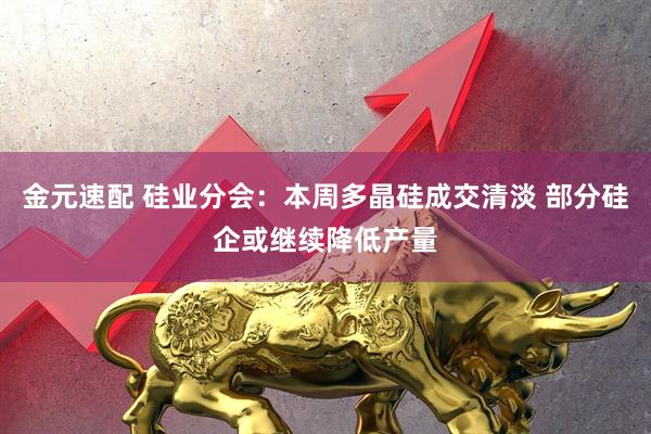 金元速配 硅业分会：本周多晶硅成交清淡 部分硅企或继续降低产量